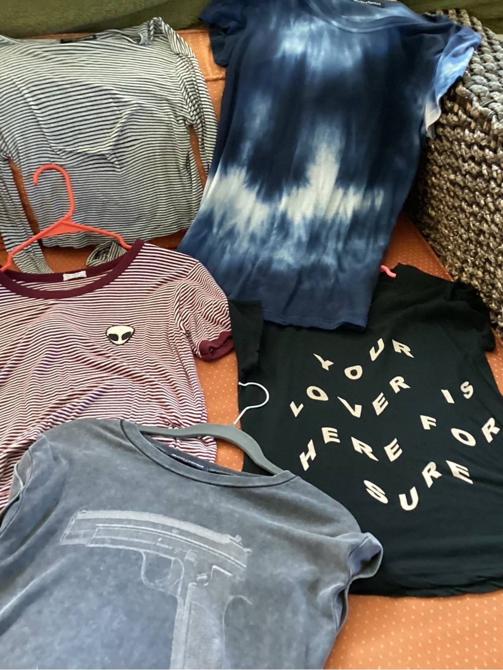 Brandy Melville Navy Blue Tie-Dye Short Sleeve Tee